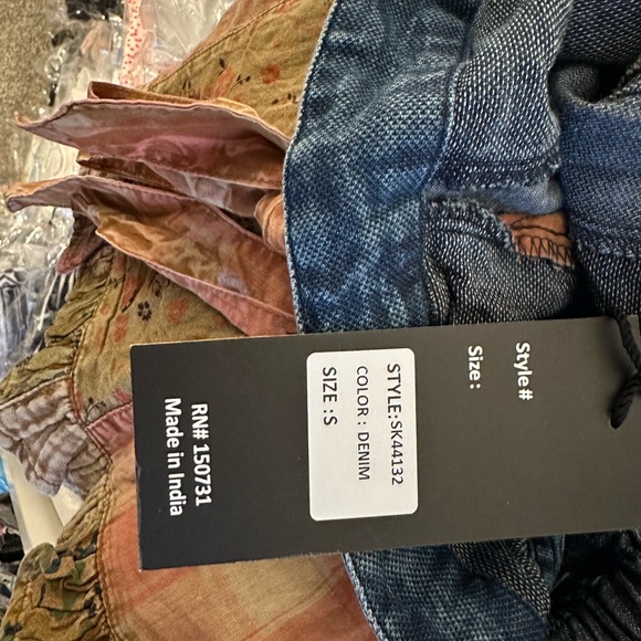 NWT Young Threads Bohemian Patchwork Maxi Skirt with Denim Waist - Picture 2 of 7